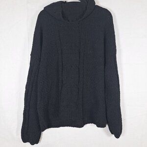 7 for all Mankind cableknit cowl neck black sweater women XL